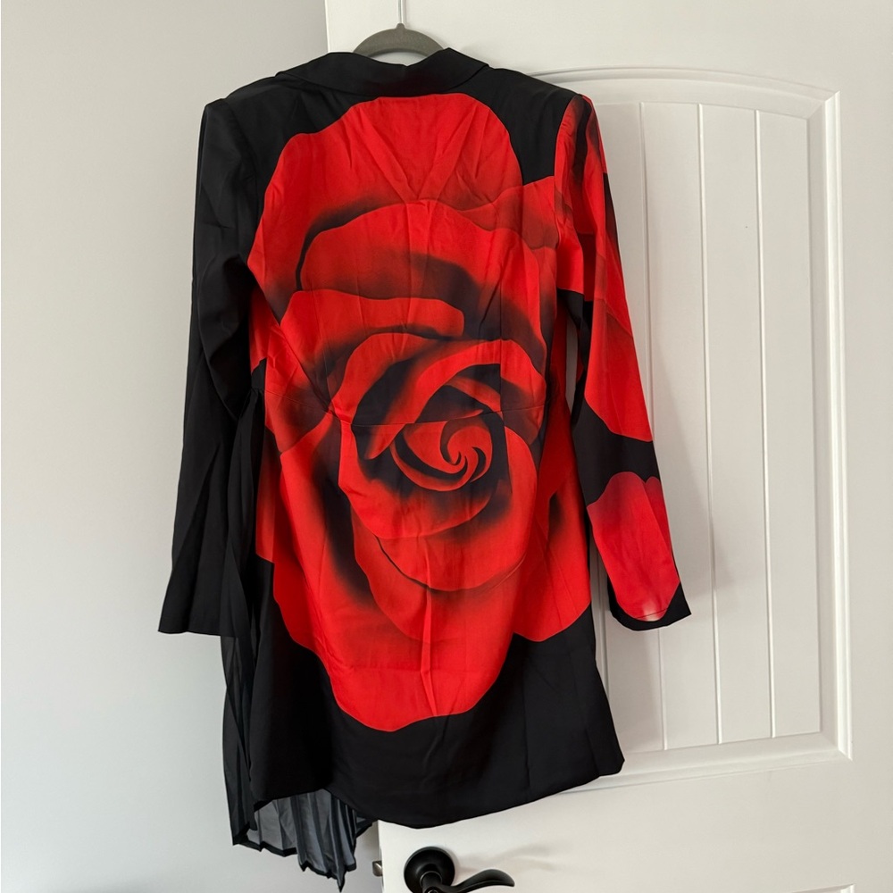 Fashion Nova Red and Black Floral Wrap Mini Dress - Picture 5 of 9
